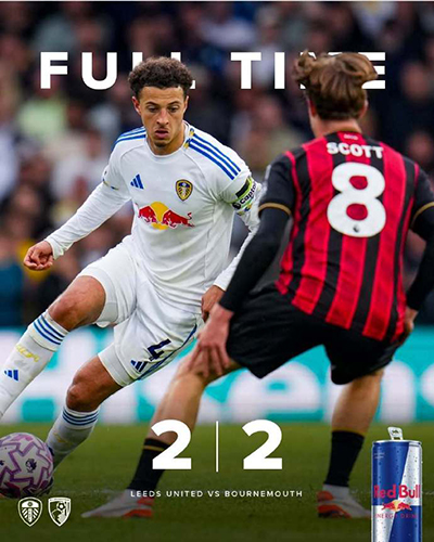 朗斯塔夫传射+世界波 利兹联两度领先仍被伯恩茅斯补时绝平2-2