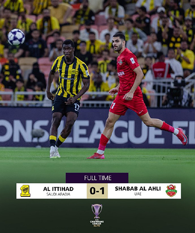 吉达联合主场0-1迪拜国民,遭遇亚冠两连败