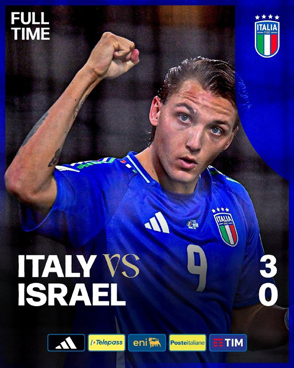 世预赛：意大利3-0以色列 雷特吉双响+造点