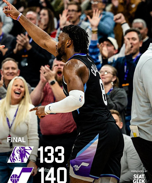 爵士加时140-133独行侠，弗拉格生涯新高42+7，乔治37+6